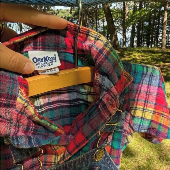 Vintage Oshkosh B’Gosh Flannel Lined Overalls with Matching Button Down - Picture 3 of 4